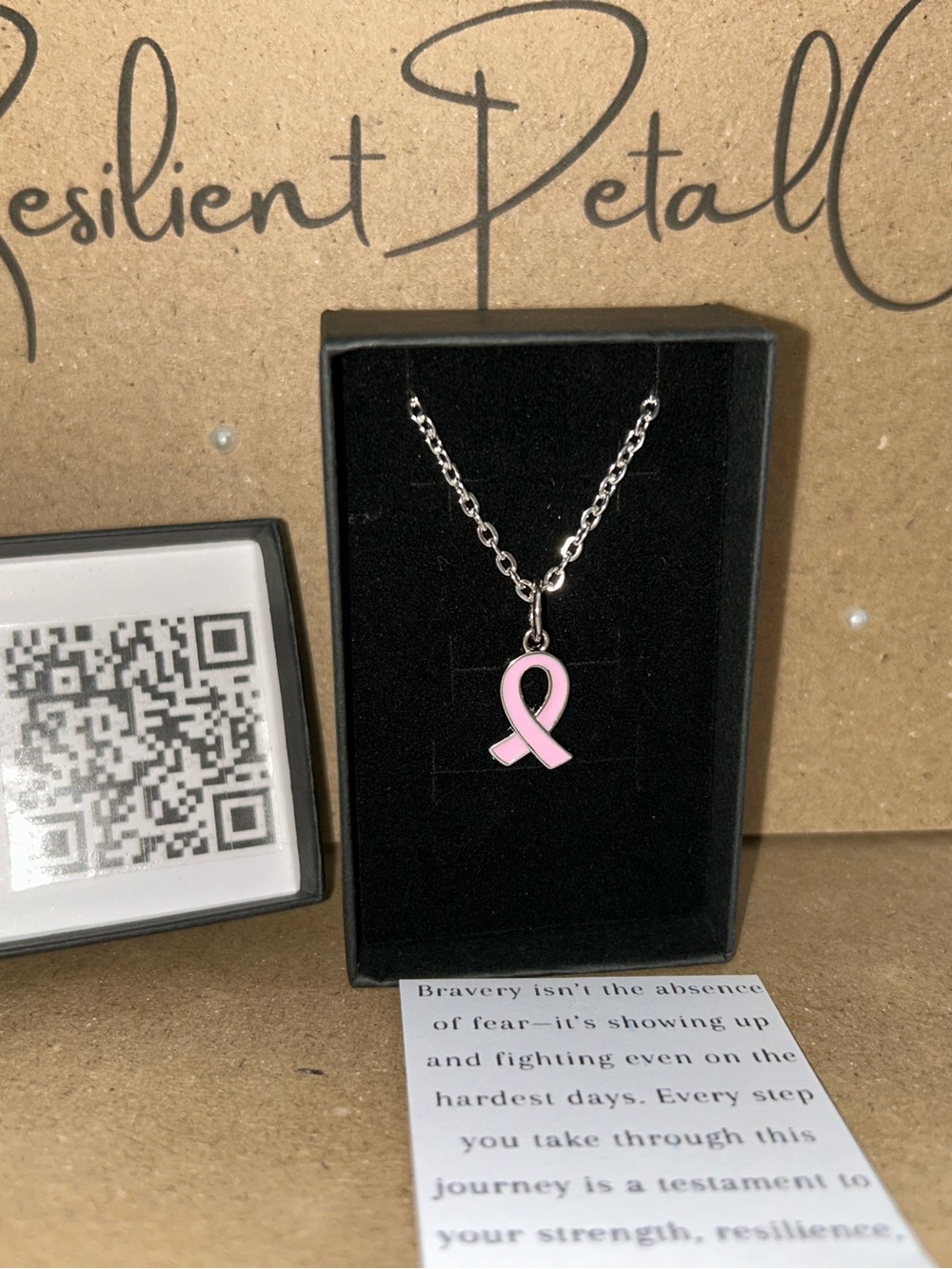 Pink Ribbon Pendant Necklace